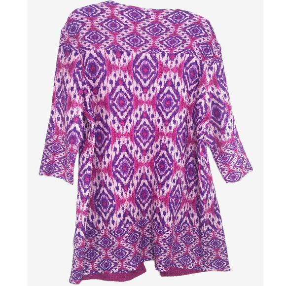 Chicos Traveler Crushed Reversible Jacket Ikat Open Front Vibrant Solid or Print - Picture 5 of 12